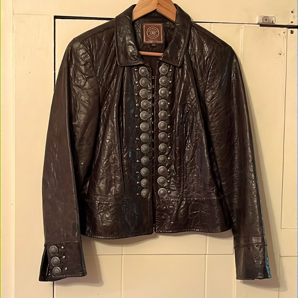 Luxurious Rare Double D Ranchwear distressed leather bomber ladies small